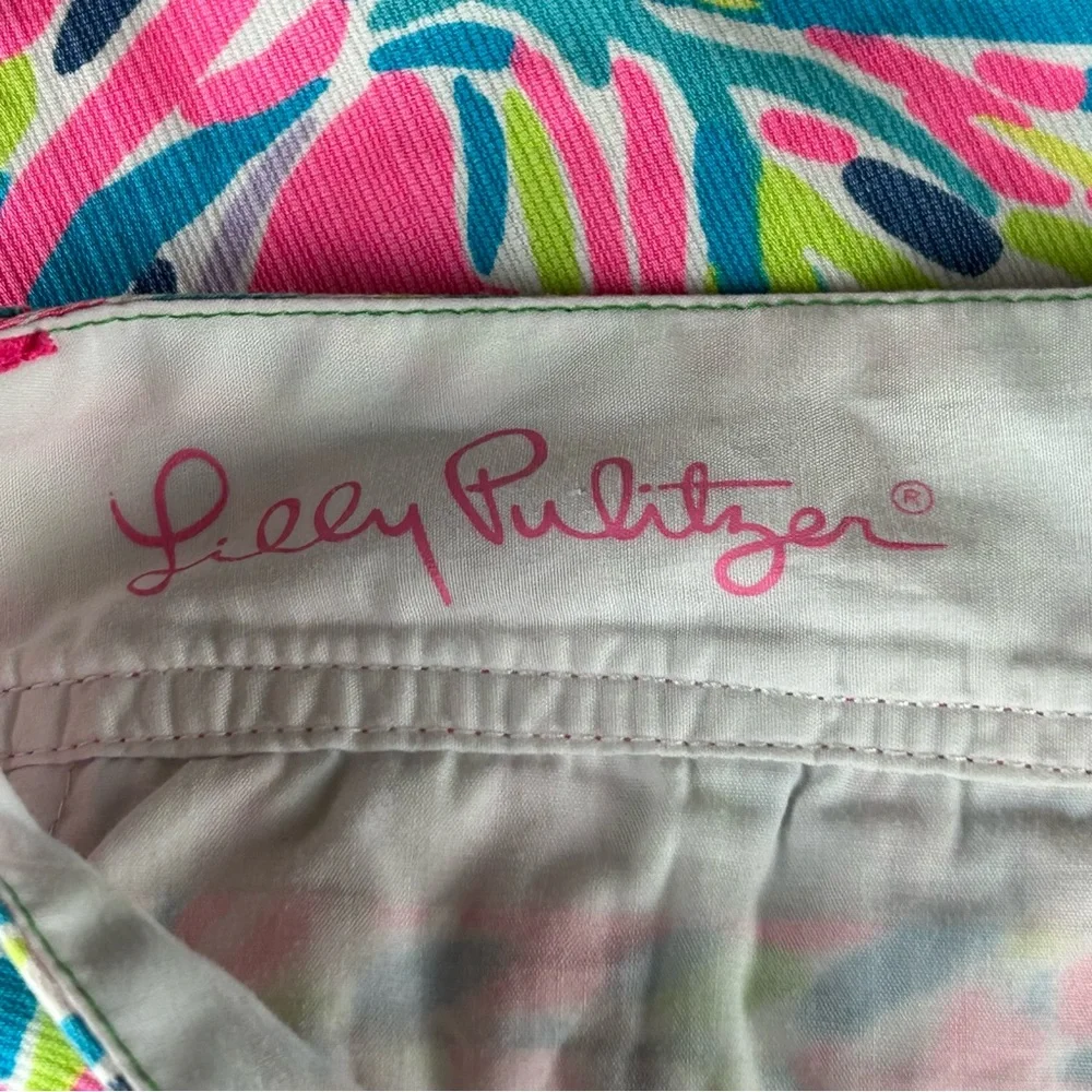 Lilly Pulitzer‎ Callahan Shorts Womes 6 Multicolor Palm Print Beachy Resort Wear
